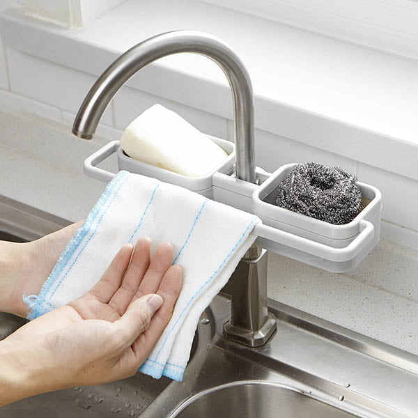 Kitchen Sink Faucet Sponge Soap Storage Organizer Cloth Drain Rack Holder Shelf~